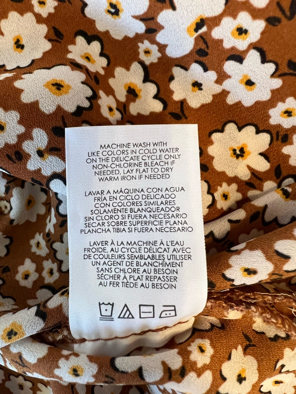 CAbi Brown Floral Lark Racer Back Tank Top, Button Up, Style #4358 - Picture 10 of 11